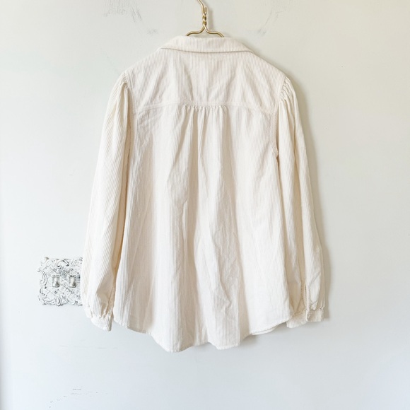 American Eagle Off White Cream Oversized Corduroy Button Down Shirt XL - Picture 4 of 6